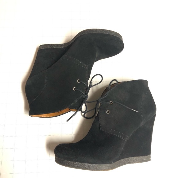 Nine West suede black very comfortable wedge boots with laces - Picture 1 of 17